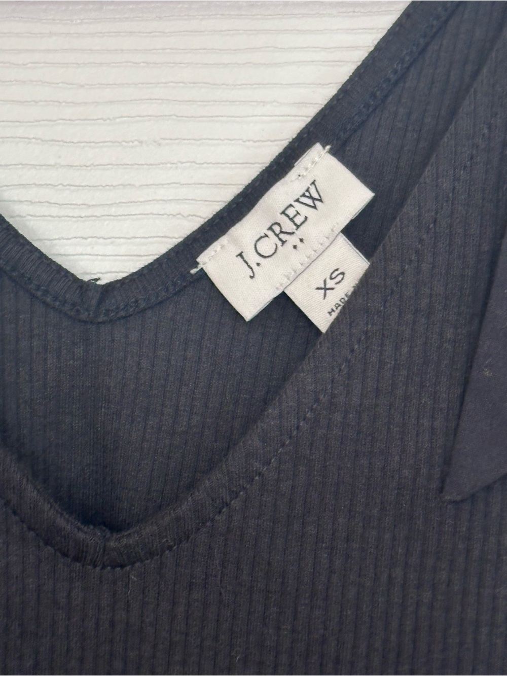 J.Crew Bow-Shoulder Ribbed V-Neck Tank Top - Picture 3 of 7